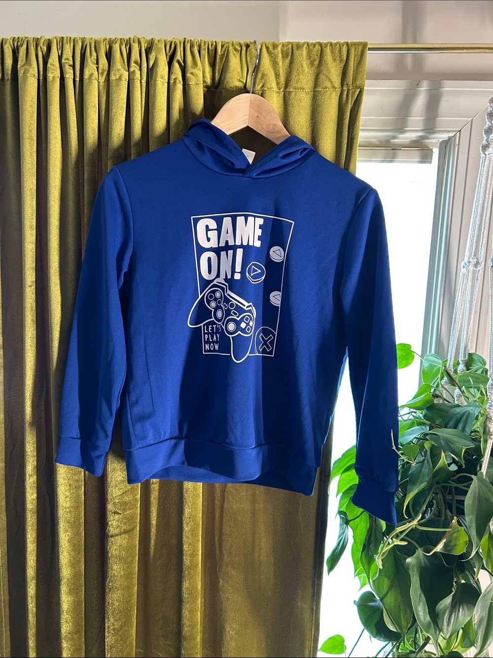 SHEIN Blue Game On Hoodie for Kids